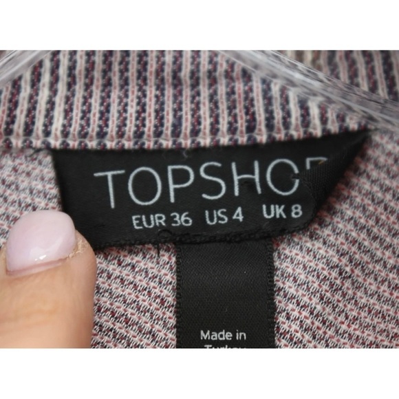 Topshop Striped Side Slits Tunic Button Up Front Shirt Womens Sz 4 Small - Picture 13 of 13